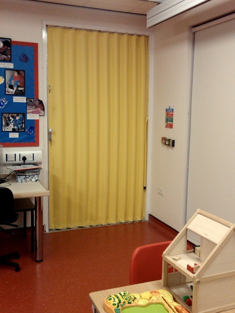 Concertina vinyl partition yellow
