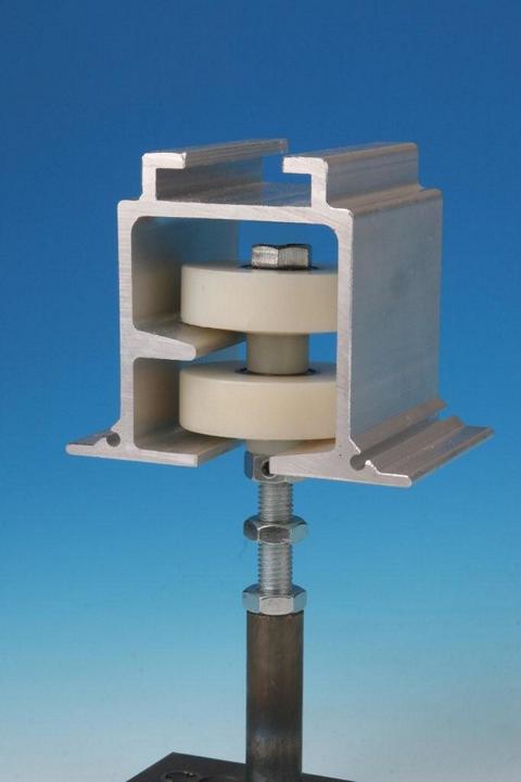 Acoustic movable wall component Twin point head track and roller